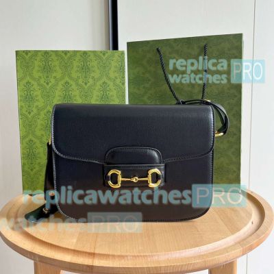 Replica GG Horsebit 1955 Small Black Shoulder Bag